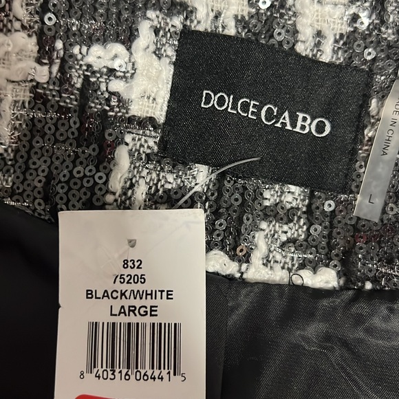 Dolce Cabo Black White Sequin Jacket Size Large - Picture 7 of 7